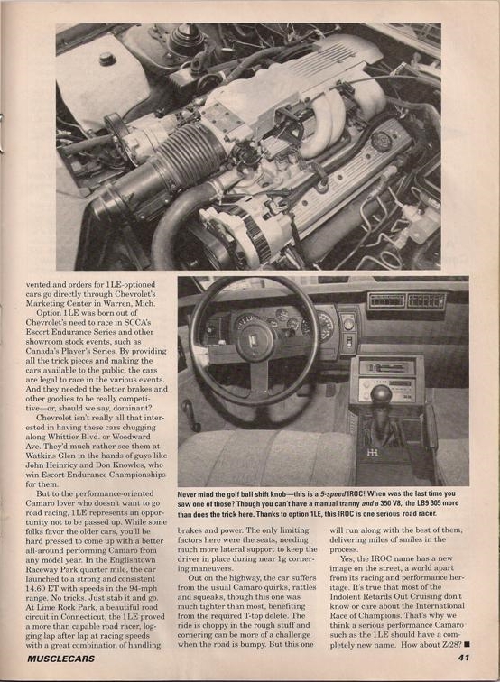 Camaro Light - 1989 1LE - Muscle Cars - March 1990