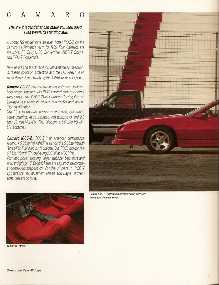 1989 Camaro Sales Brochure