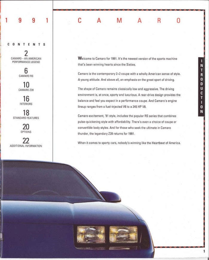 1991 Camaro Sales Brochure