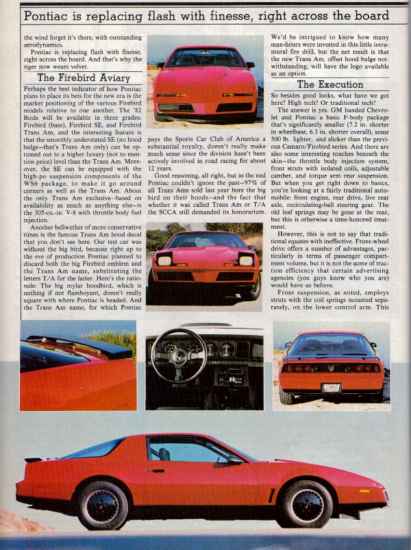 1982 Firebird Trans Am Motor Trend January 1982