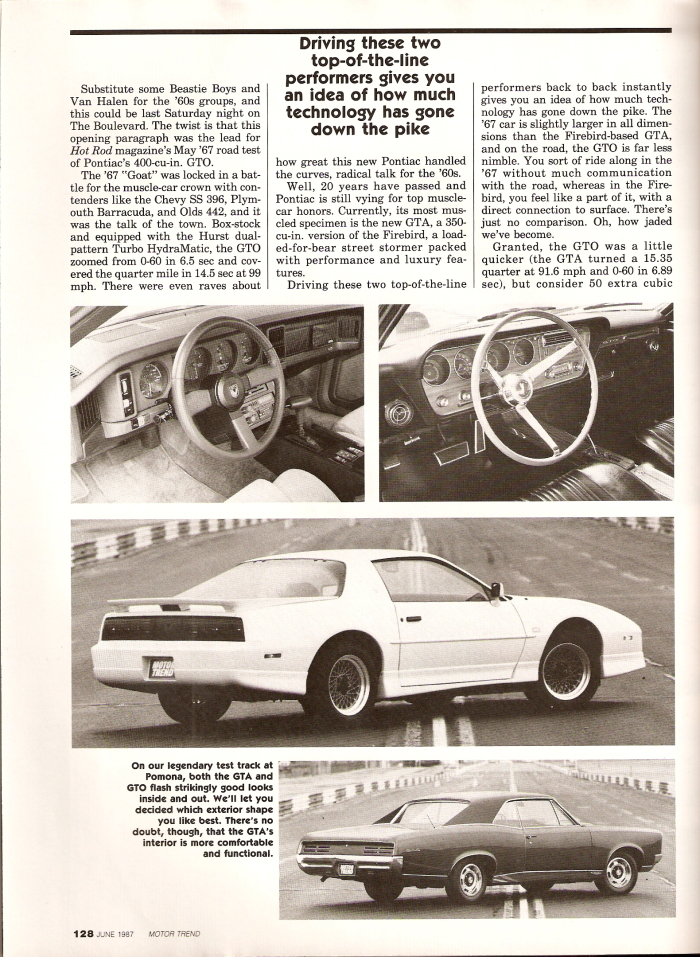 Pontiac Firebird GTA - Motor Trend - June 1987