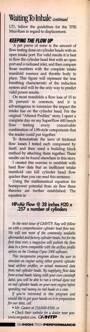 Waiting To Inhale - TPI - GM High Performance - July 2000