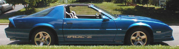 Blue 1989 IROC-Z T-tops