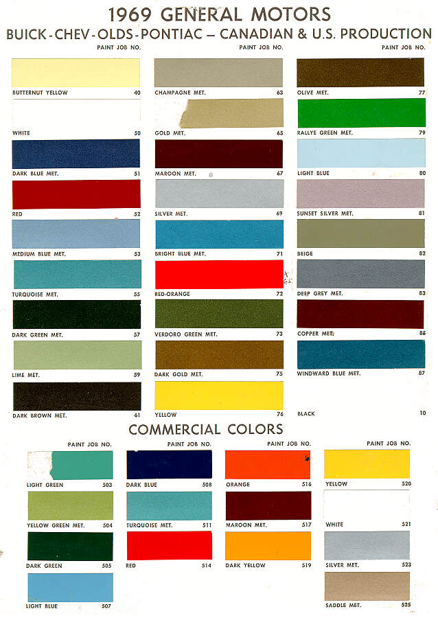 68 Camaro Color Chart
