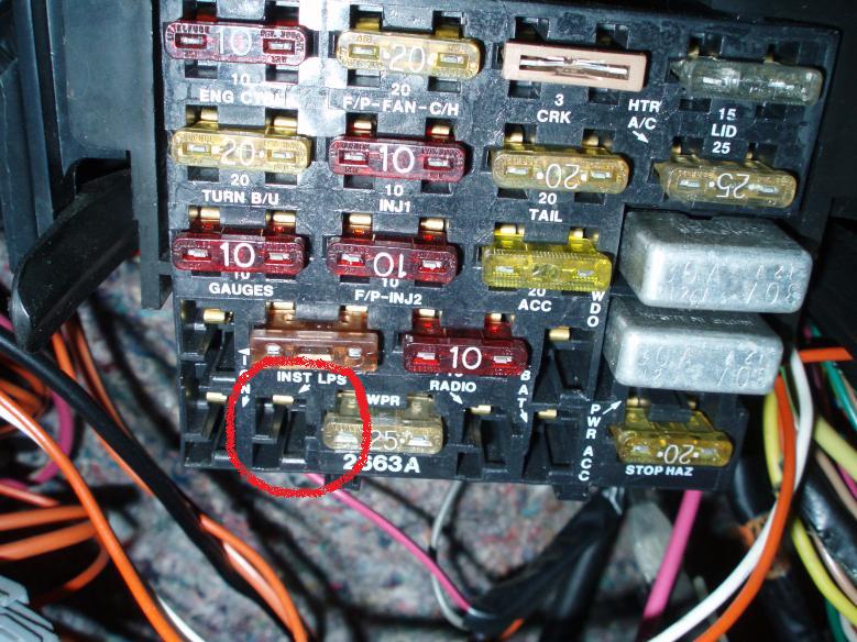 How do you wire aftermarket gauge lights to your factory ... 1993 yj fuse box diagram 