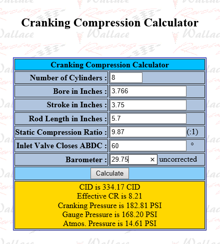 Pontiac Compression Ratio Chart