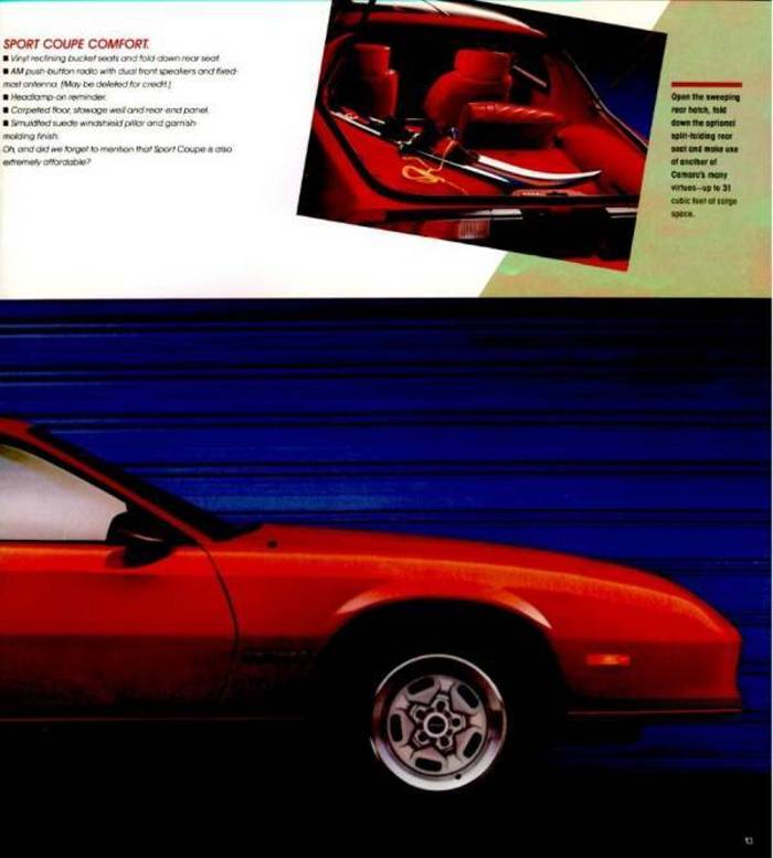 1987 Chevrolet Camaro Sales Brochure