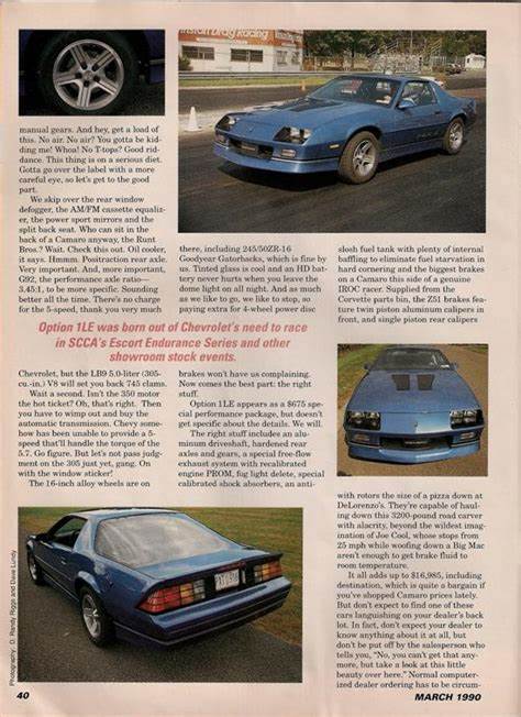 Camaro Light - 1989 1LE - Muscle Cars - March 1990