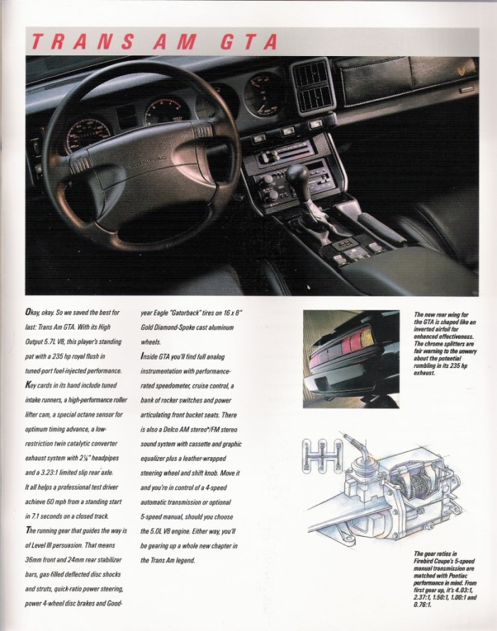 1991 Firebird Sales Brochure 